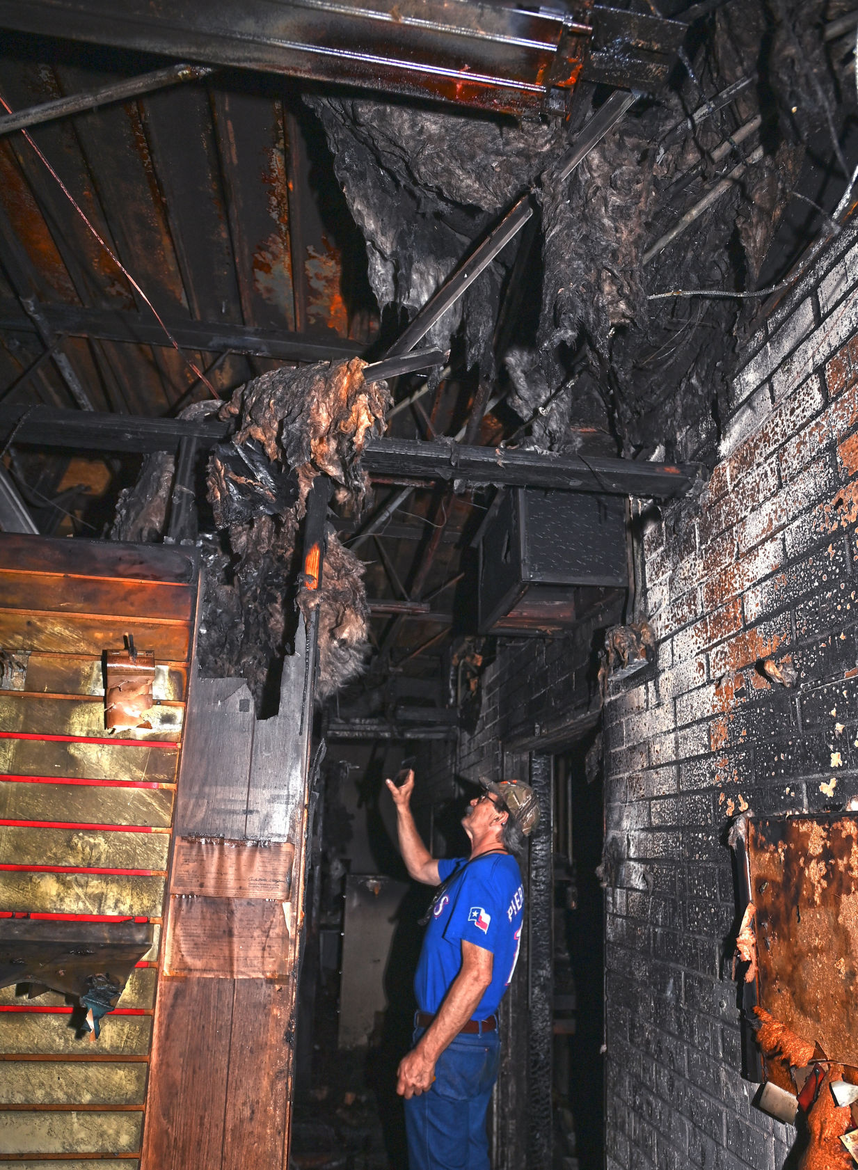 Pointing up at damage